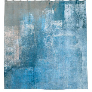 Abstrakte, grau-blaue Abstrakte Kunstmalerei Duschvorhang