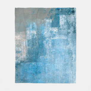 Abstrakte, grau-blaue Abstrakte Kunstmalerei Fleecedecke