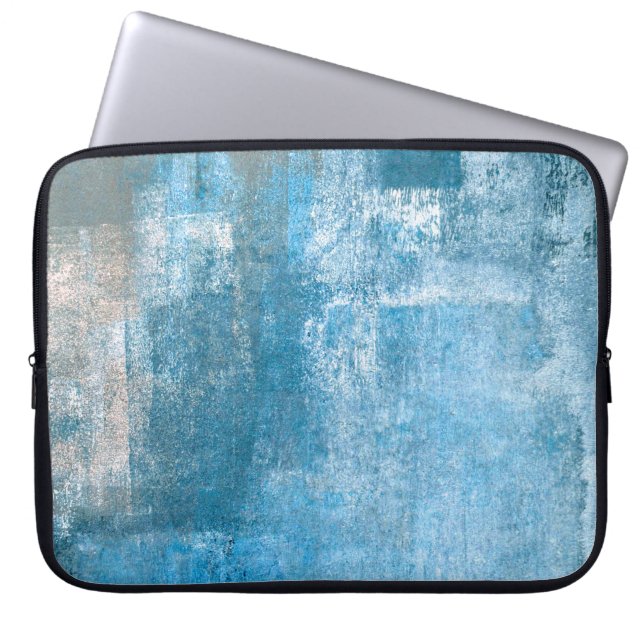 Abstrakte, grau-blaue Abstrakte Kunstmalerei Laptopschutzhülle (Vorderseite)