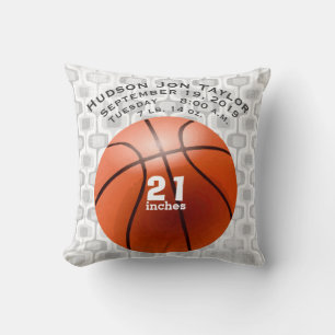 Abstrakte graue Basketball Boys - Geburtsakte Kissen