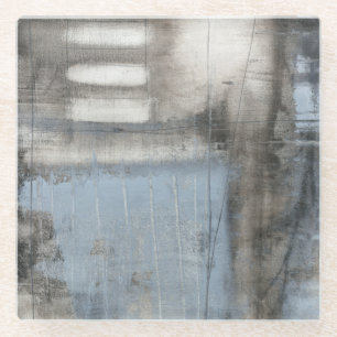 Abstrakte graue u. blaue Malerei Glasuntersetzer