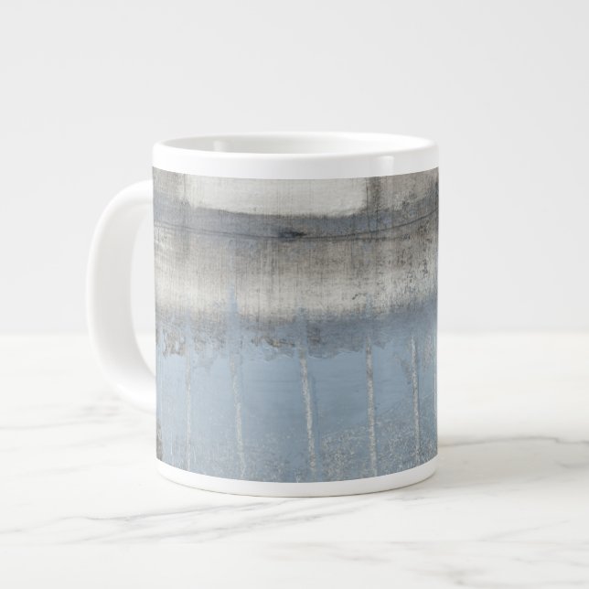 Abstrakte graue und blaue Malerei Jumbo-Tasse (Vorderseite Links)