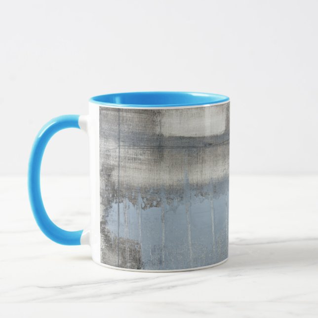Abstrakte graue und blaue Malerei Tasse (Links)