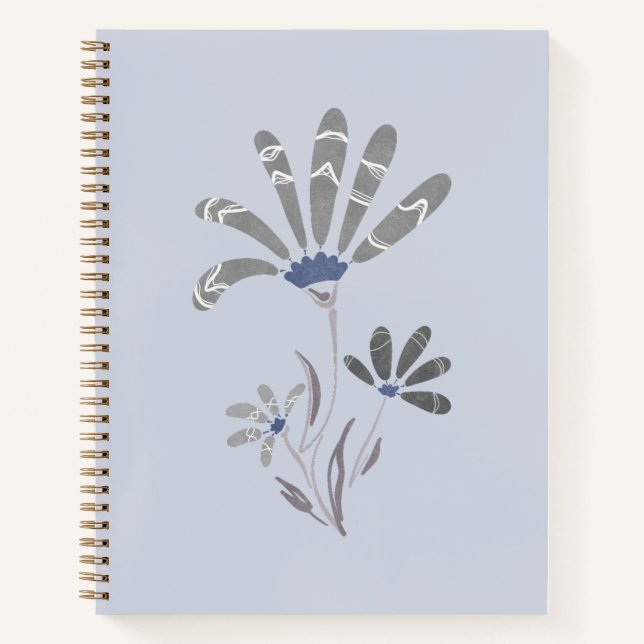 Abstrakte Graustufen-Psychedelische Blume Notizbuch (Vorderseite)