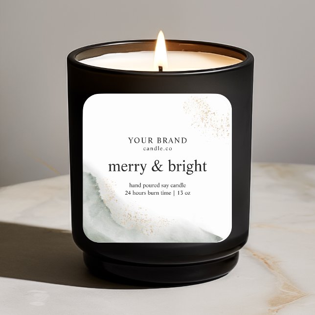 "Abstrakte Green & Gold Candle Quadratischer Aufkleber (Von Creator hochgeladen)