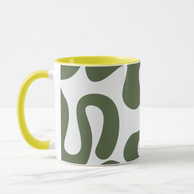 Abstrakte Green Modern Art Tasse mit Bio Formen (Links)