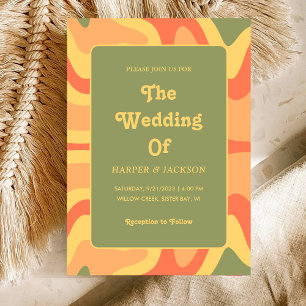 Abstrakte Groovy Retro 70er Hippie Wedding Einladung