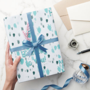 Abstrakte Großdruck Blue Gray zum Geburtstag Geschenkpapier