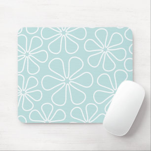 Abstrakte große Blume Weiß auf Enteneier blau Mousepad