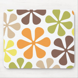 Abstrakte große Blumen-Retro Farben Mousepad