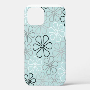 Abstrakte große Blumenumrisse BWG + Duck Egg Blau iPhone 12 Pro Hülle