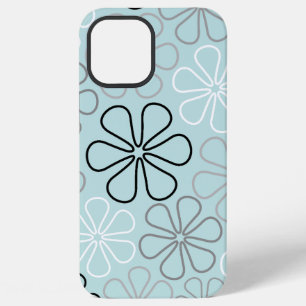Abstrakte große Blumenumrisse BWG + Duck Egg Blau iPhone 12 Pro Max Hülle
