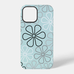 Abstrakte große Blumenumrisse BWG + Enteneiblau iPhone 12 Pro Hülle