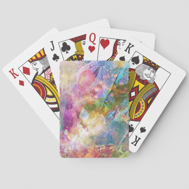 Abstrakte Grundierung mit Aquarellfarbe 3 Spielkarten (Rückseite)