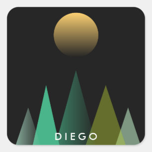 Abstrakte grüne Berge Quadratischer Aufkleber