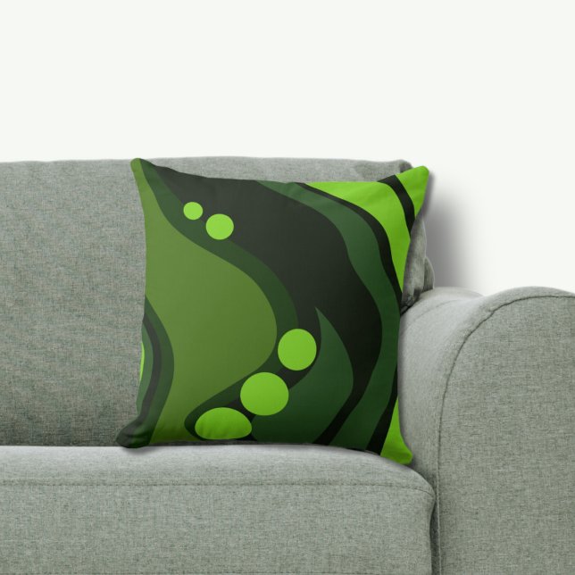 Abstrakte, grüne Bio Blütenformen Kissen (Abstract Green Organic Flowing Shapes Throw Pillow)