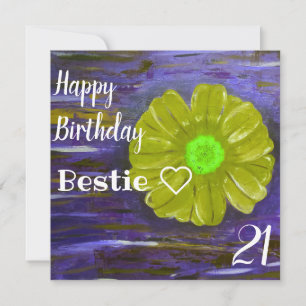 Abstrakte grüne Blume Custom Bestie Geburtstag Karte