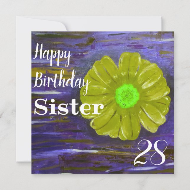Abstrakte grüne Blume Custom Schwester Geburtstag Karte (Vorderseite)