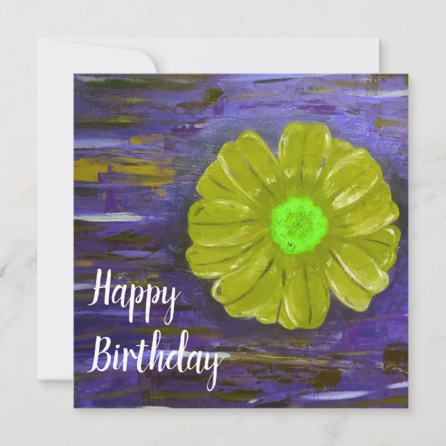 Abstrakte grüne Blume Niedlich Open Birthday Karte (Vorderseite)
