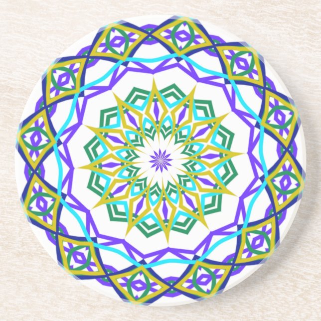 Abstrakte grüne Blumen-Drehung Getränkeuntersetzer (Vorne)