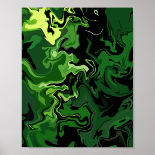 Abstrakte grüne Fließkunst Poster