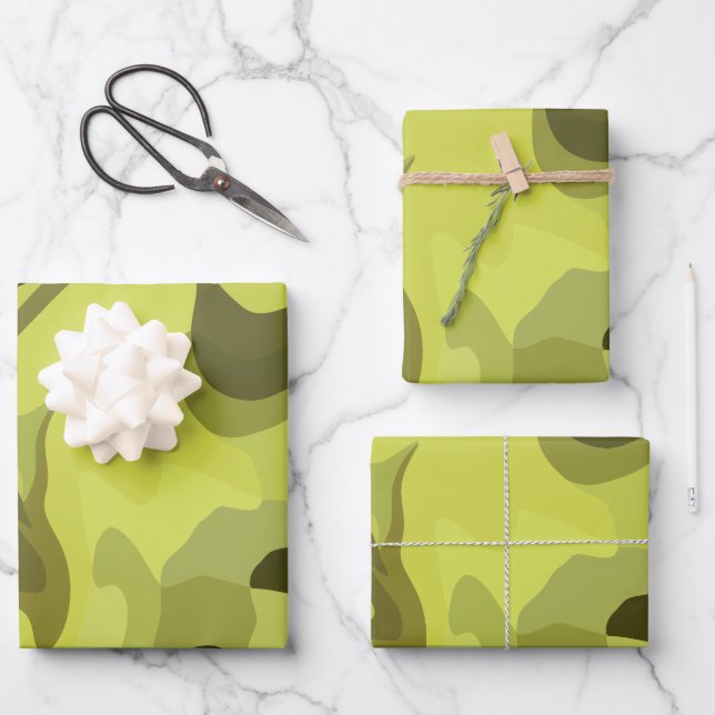 Abstrakte grüne Fluid-Kunst mit dunklen Akzenten Geschenkpapier Set (Vorderseite)
