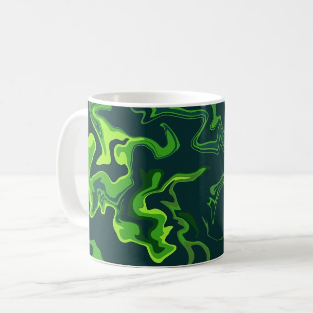 Abstrakte grüne Flüssigkeitswirbel Kaffeetasse (Vorderseite Links)