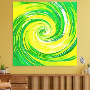 Abstrakte grüne gelbe Spiral Kunst Leinwanddruck