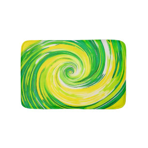 Abstrakte grüne gelbe Spiralkunst Badematte
