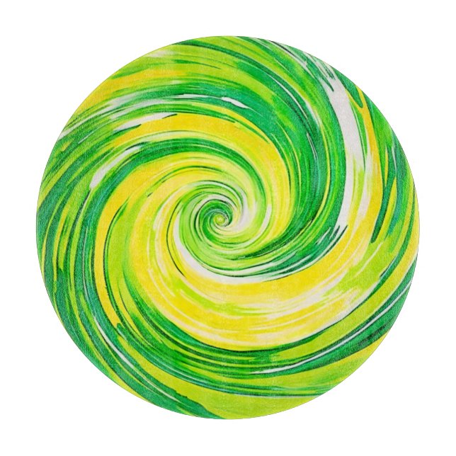 Abstrakte grüne gelbe Spiralkunst Schneidebrett (Vorderseite)