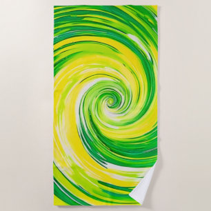 Abstrakte grüne gelbe Spiralkunst Strandtuch