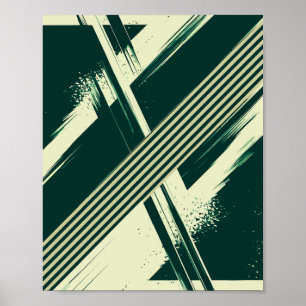 Abstrakte grüne geometrische Schläge Poster