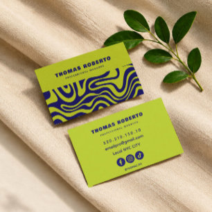 abstrakte grüne groovy geschäftskarte mit schriftz visitenkarte