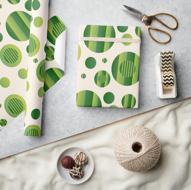 : Abstrakte grüne Kreismuster mit Linien Geschenkpapier (Kunsthandwerk)