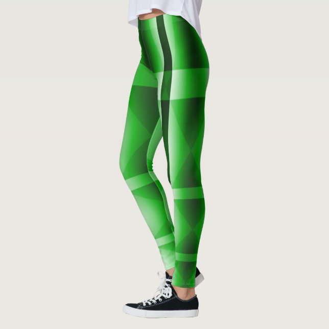 Abstrakte grüne Linien und Plätze Leggings (Links)