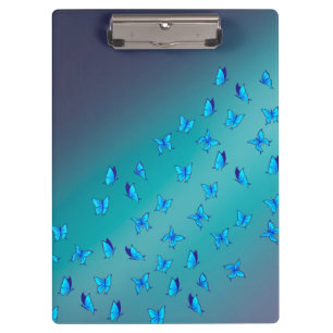 Abstrakte grüne Mondbalken und Schmetterlinge Zwis Klemmbrett