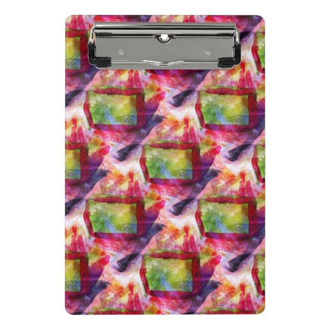 Abstrakte grüne, rote Tapete Mini Klemmbrett (Vorderseite)