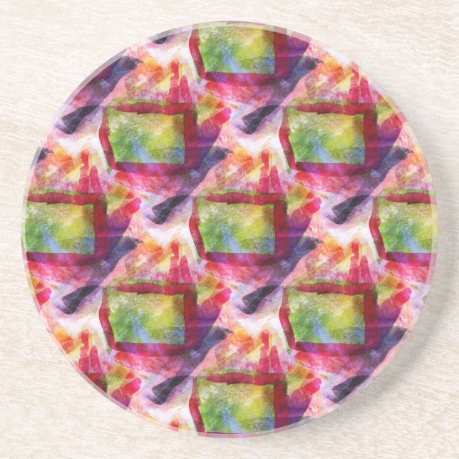 Abstrakte grüne, rote Tapete Untersetzer (Vorne)