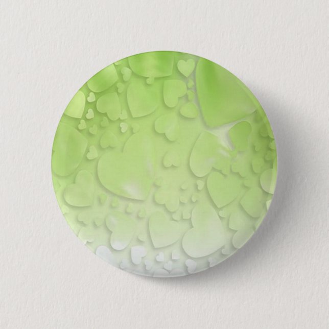 Abstrakte grüne und weiße Herzen Button (Vorderseite)
