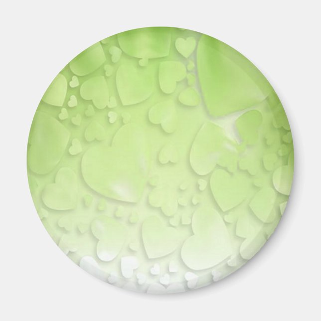 Abstrakte grüne und weiße Herzen Magnet (Vorne)