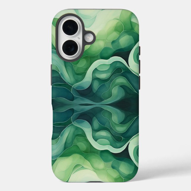 Abstrakte Grüne Waves Apple iPhone 16 Stummschaltu Case-Mate iPhone Hülle (Rückseite)