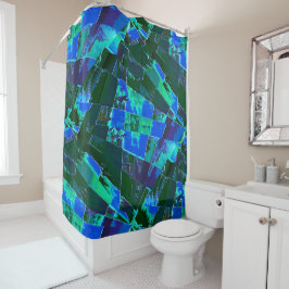 Abstrakte grüne Weideflächen und blauer Himmel, ei Duschvorhang