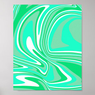 Abstrakte, grüne, weiße und türkisfarbene Kunst Poster