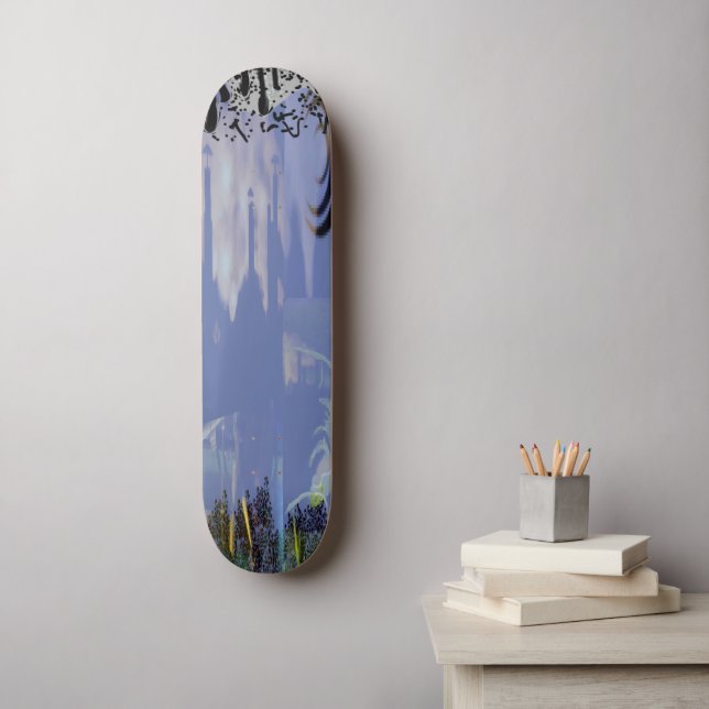 Abstrakte Grunge Paint Tropfen Blau Coole Töne Skateboard (Wandkunst)