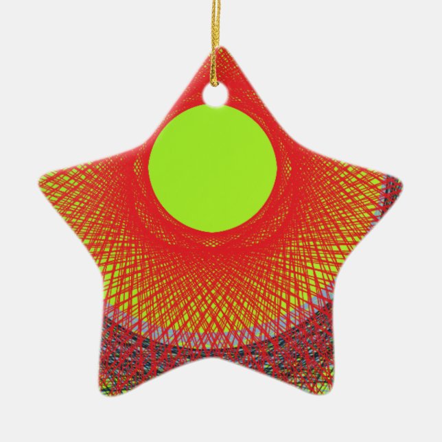 abstrakte Grünsonne Keramik Ornament (Vorne)