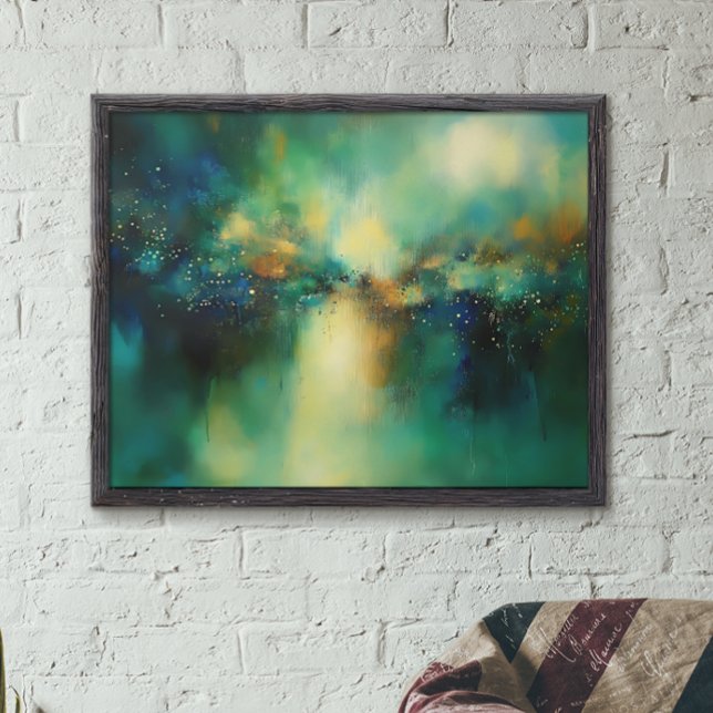 Abstrakte Grüntöne und Blues Moderne Malerei Poster (Von Creator hochgeladen)