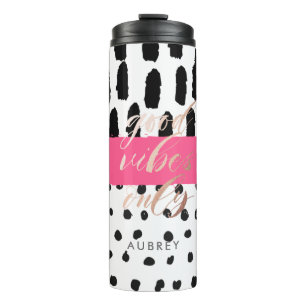 Abstrakte gute Namen-Reise-Trommel des Vibes-nur Thermosbecher