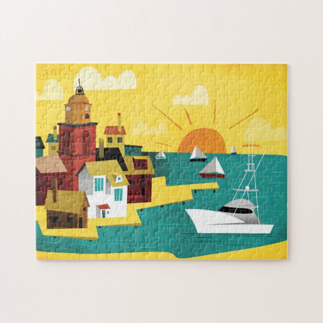Abstrakte Hafen-Stadt Puzzle (Horizontal)