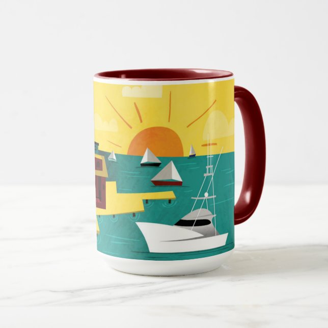 Abstrakte Hafen-Stadt Tasse (VorderseiteRechts)