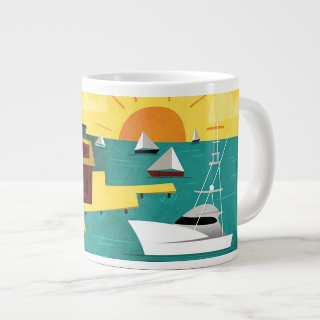 Abstrakte Hafenstadt Jumbo-Tasse (Vorderseite Rechts)